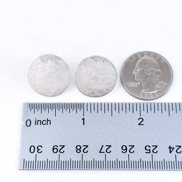Vintage Sterling Silver 925 Hammered Disc Stud Earrings - Picture 12 of 12